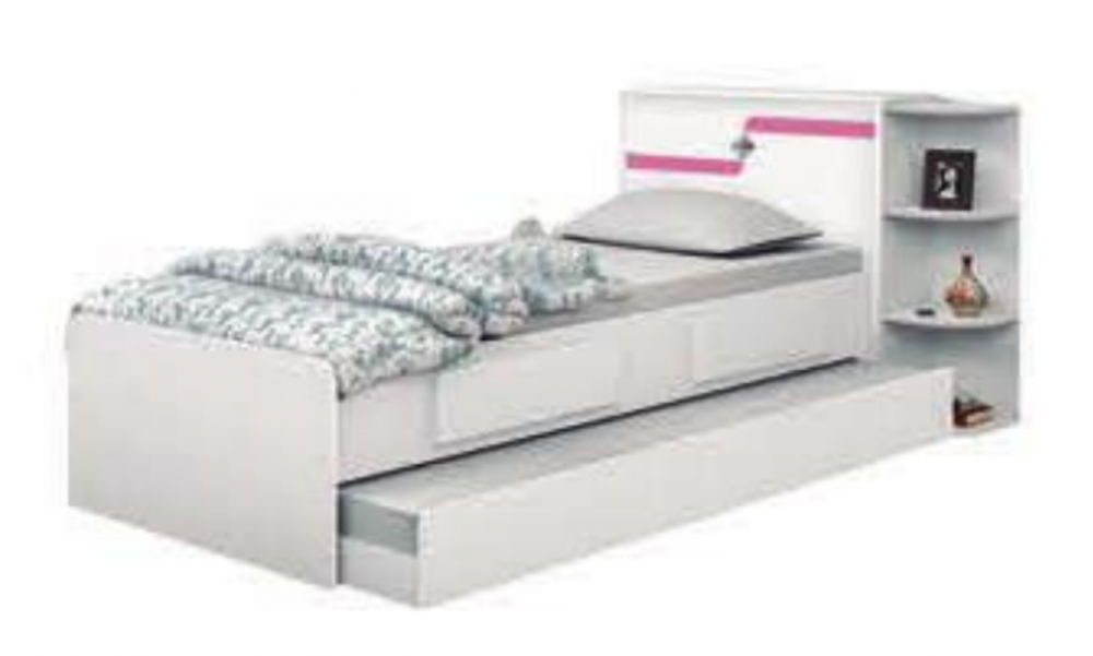 Cama baú bella  branaco rosa8